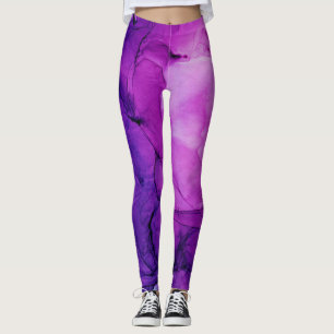 Legging Violeta Azul Profundo do Abstrato de Roteiro da Nu