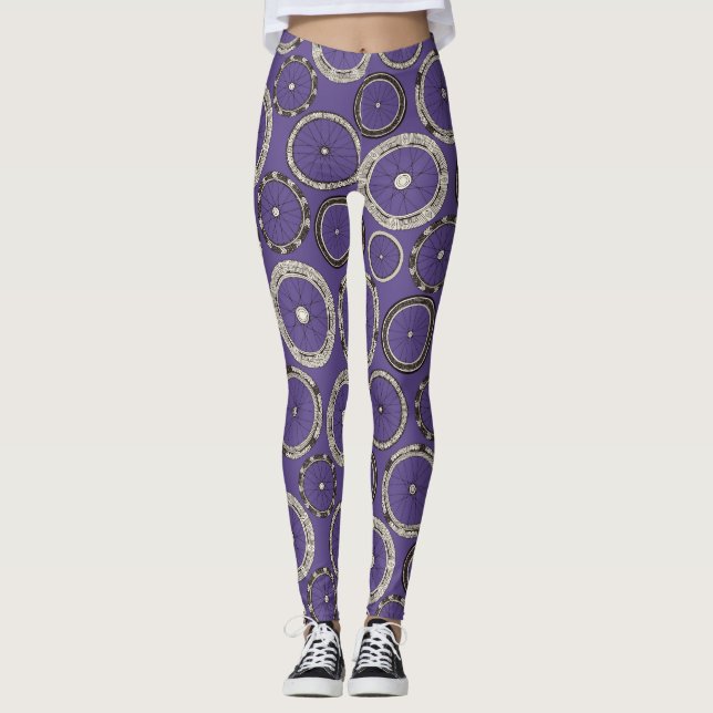 Legging violeta de rodas de bicicleta (Frente)