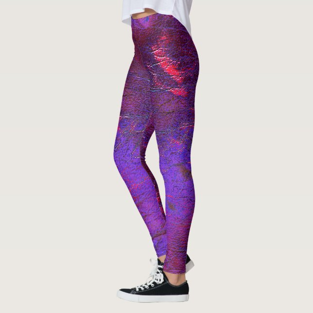Legging Violeta gótica a couro aumentado vermelho manchado (Esquerda)
