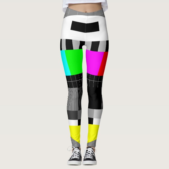 Legging Visão geral de ausência de sinal da TV retrô. (Frente)