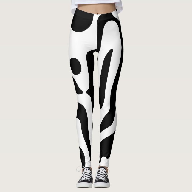 Legging Vise Grip: Abstrato preto e branco (Frente)