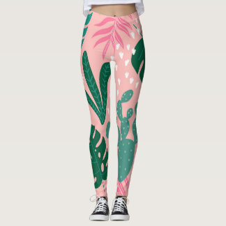 Legging Visto botânico impressão ativo rosa moderno