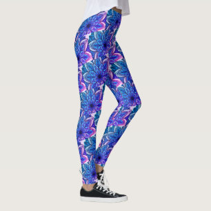 Legging Visto de Trabalho Mosaico de Mandala Rosa e Roxo