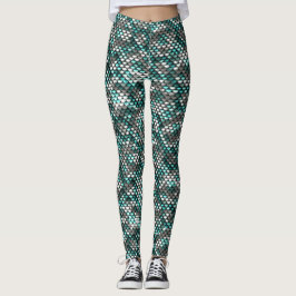 Legging Visual de Lantejoulas Prata e Azul