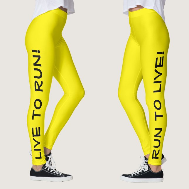 Legging Viva para Correr! Corra para Viver! Amarelo Brilha (Right Side/Left Side)