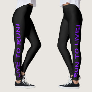 Legging Viva para Correr! Corra para Viver! Preto e Roxo C