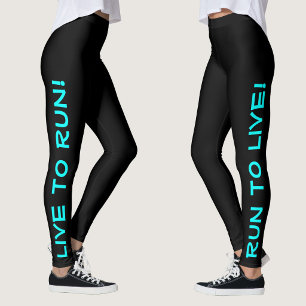 Legging Viva para Fugir! Corra ao Vivo! Black & Teal Runni