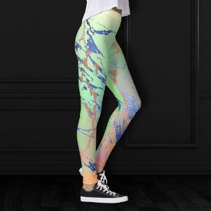 Legging Vivid Marble Coloração d'água do Pastel a Negrit