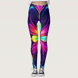 Legging Vivid Neon Floral Mandala Art