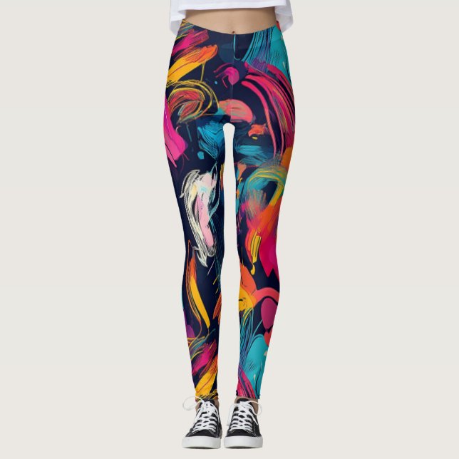 Legging Vívido Grafite Caótico (Frente)