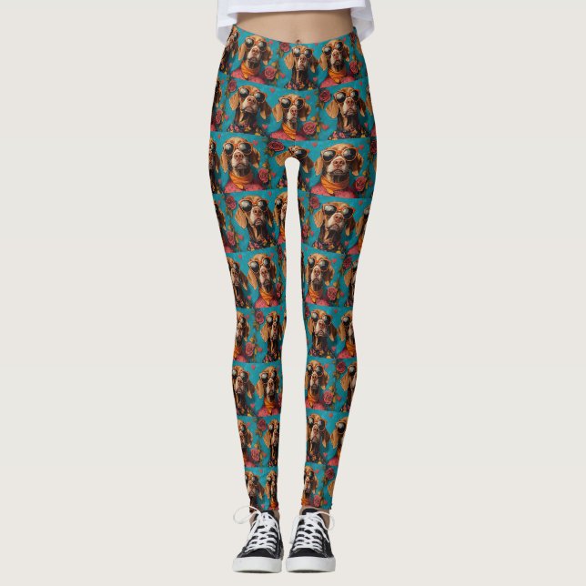Legging Vizsla com Rosas do Coração Dia dos Namorados  (Frente)