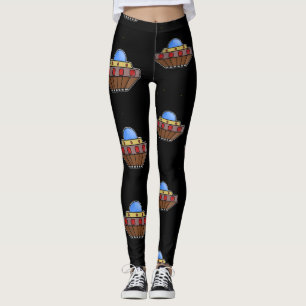 Legging Voando ufo no espaço preto