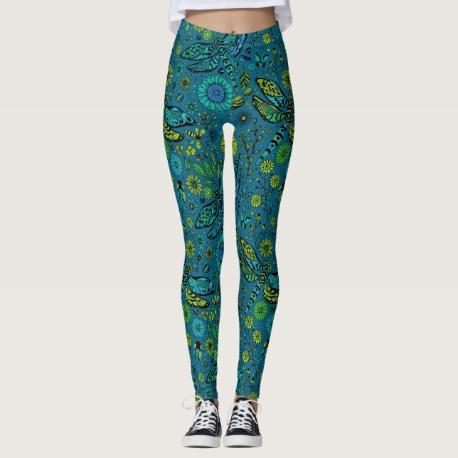 Legging Voe, voe libélula em azul (Frente)