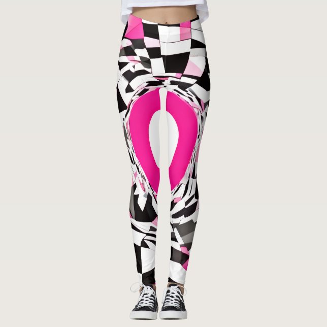 Legging Vórtice Rosa: Uma Descida Xadrez (Frente)