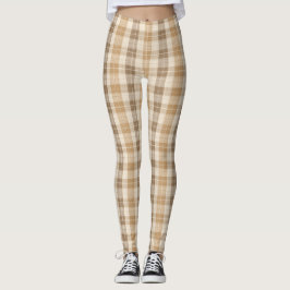 Legging Warm Beige Plaid Linen Texture with Weaves