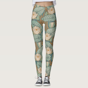 Legging Water Lily Art Nouveau Nature