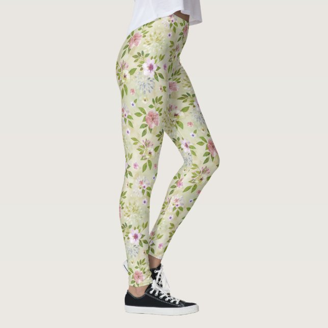 Legging Watercolor Fllowers padrão uniforme II + sua ideia (Direita)