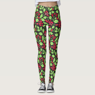 Legging Watercolor Holly e Berries