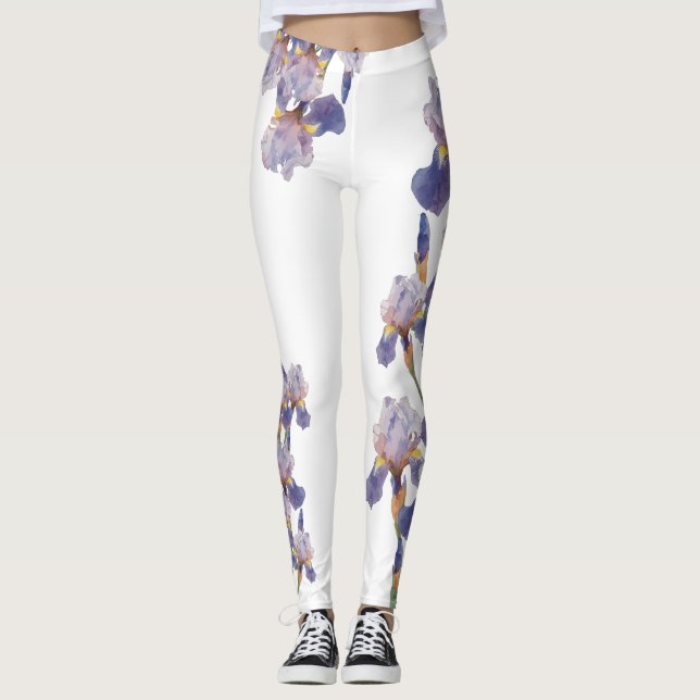 Legging Watercolor Painted Iris Flower (Frente)