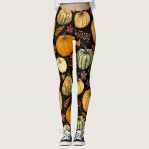 Legging Watercolor Pumpkins: Padrão Sem Costura de outono.