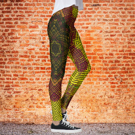 Legging Weave Mandala Amarelo e Laranja