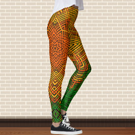 Legging Weave Mandala Amarelo Laranja e Verde