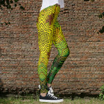 Legging Weave Mandala Amarelo Verde e Laranja<br><div class="desc">Esta mandala funky apresenta amarelo,  verde e laranja no estilo de tecelagem de cesta. Imagens psicodélicas para o hippie moderno ou para qualquer pessoa que ame cores ranzinza.</div>