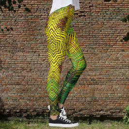 Legging Weave Mandala Amarelo Verde e Laranja