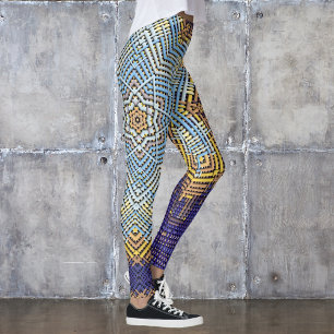 Legging Weave Mandala Blue e Amarelo