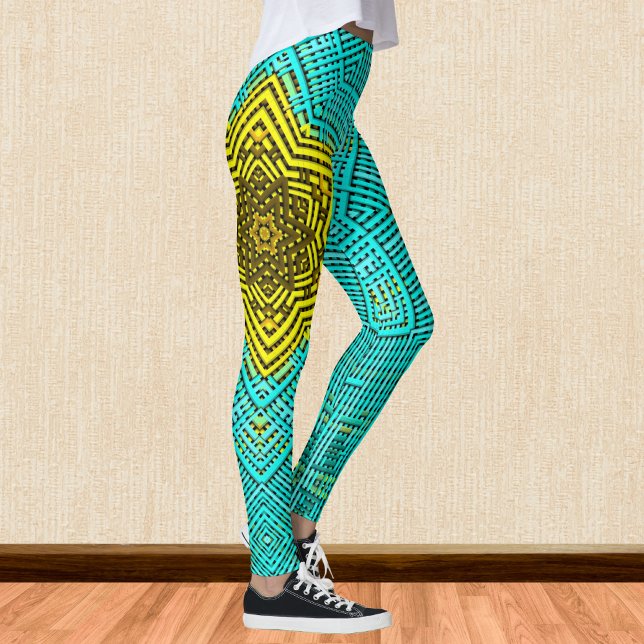 Legging Weave Mandala Blue e Amarelo (Criador carregado)