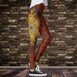 Legging Weave Mandala Orange Yellow e Blue<br><div class="desc">Esta mandala funky apresenta cor de laranja,  amarelo e azul em um estilo de tecelagem cesta. Imagens psicodélicas para o hippie moderno ou para qualquer pessoa que ame cores ranzinza.</div>