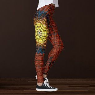 Legging Weave Mandala Orange Yellow e Blue