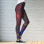 Legging Weave Mandala Puro Vermelho e Azul<br><div class="desc">Esta mandala funky apresenta púrpura,  amarela,  vermelha e azul no estilo de tecelagem cesta. Imagens psicodélicas para o hippie moderno ou para qualquer pessoa que ame cores ranzinza.</div>