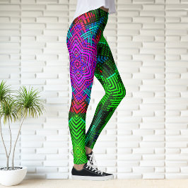 Legging Weave Mandala rosa azul e verde