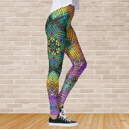 Legging Weave Mandala Teal Yellow e Pink