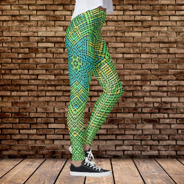 Legging Weave Mandala Verde Amarelo e Azul