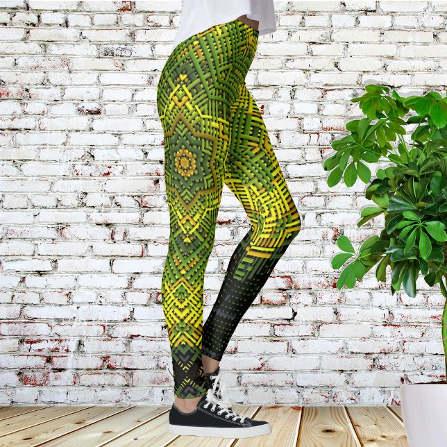 Legging Weave Mandala Verde Amarelo e Negro (Criador carregado)