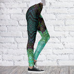 Legging Weave Mandala Verde Azul e Roxo<br><div class="desc">Esta mandala funky apresenta verde,  azul e roxo no estilo de tecelagem de cesta. Imagens psicodélicas para o hippie moderno ou para qualquer pessoa que ame cores ranzinza.</div>