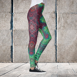 Legging Weave Mandala Verde Azul e Vermelho