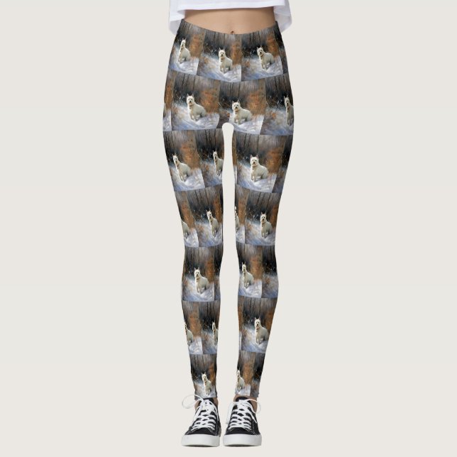 Legging West Highland White Terrier Deixe Nevar Natal (Frente)