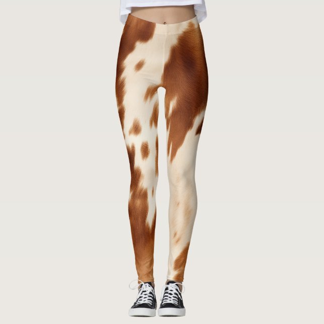 Legging Western Brown Cream Cowhide (Frente)