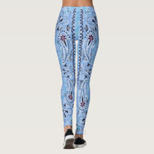 Legging Western Paisley Blue Bandana Impressão