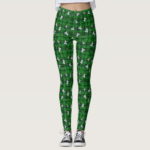 Legging Westies de Xadrez Verde KiniArt