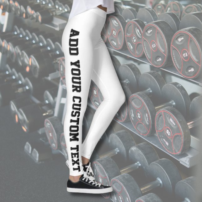 Legging White Bold Personalized Custom Text Vertical  (Criador carregado)