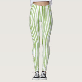 Legging White Green Stripes
