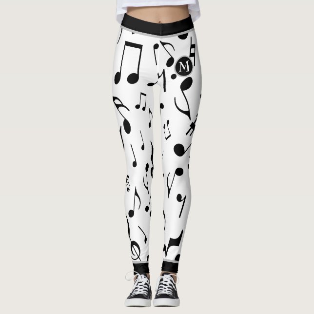 Legging White Notas de Música Preta (Frente)