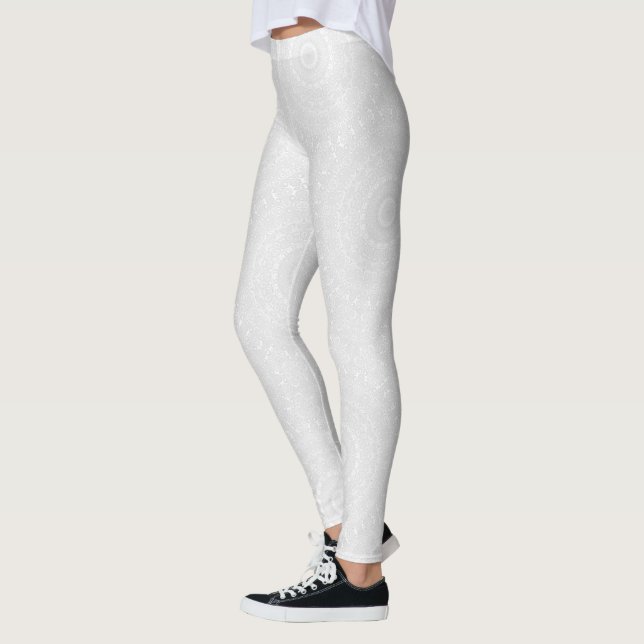 Legging White on White Geométrico Mandala Patterno (Esquerda)