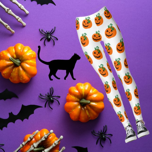 Legging White Orange Personalizado Feliz Jack O Lanterna (Now aren't  these 
jack-o'-lantern leggings so much fun?!)
