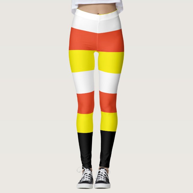 Legging White Orange Yellow & Black Candy Corn Halloween (Frente)