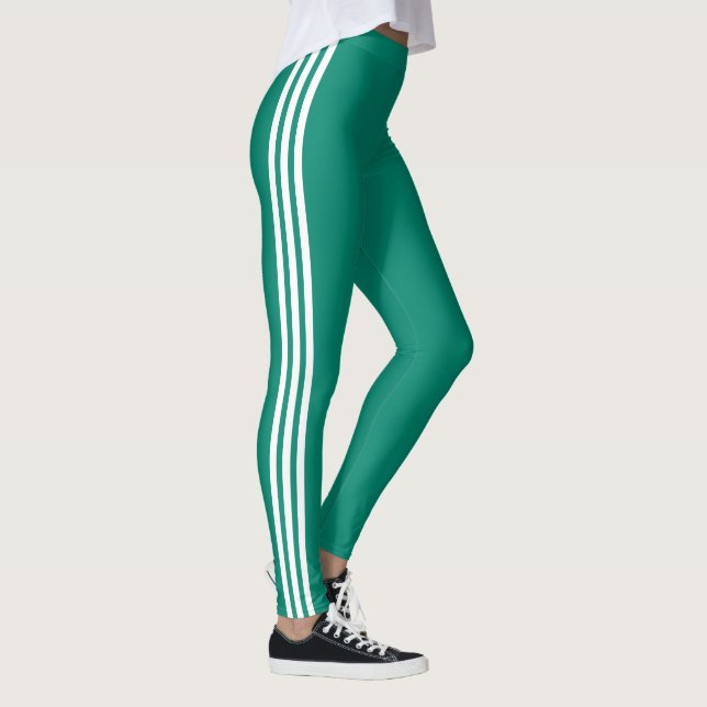 Legging White Stripes Blue Green Legggings Esporte (Direita)